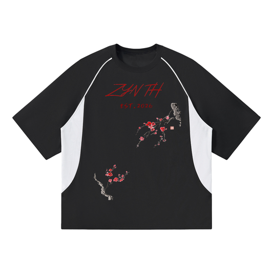 Contrast Piping Panel Raglan T-Shirt